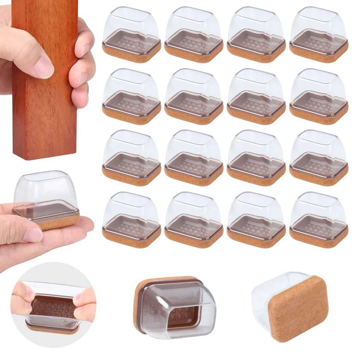 Capace picioare scaun 16 bucati cu pernute felt protectoare