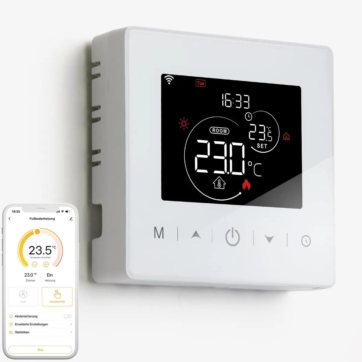 Termostat WiFi inteligent alb pentru centrale termice pe gaz