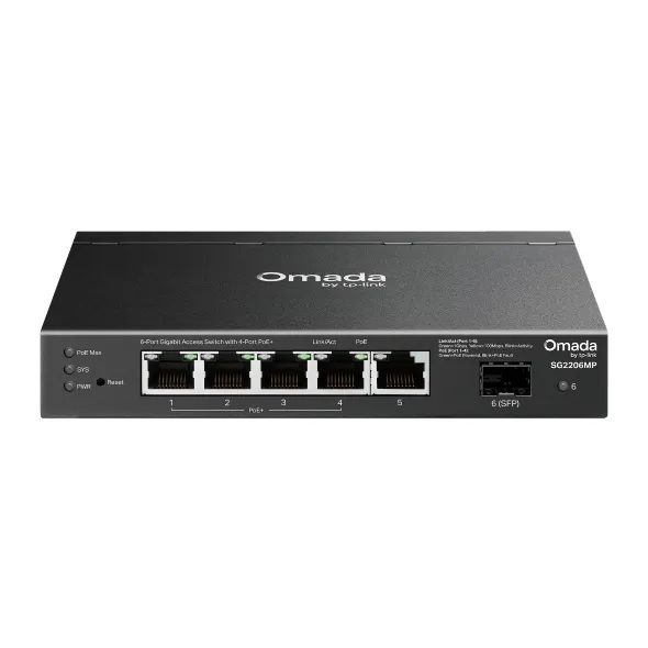 Switch POE TP-Link SG2206MP cu 6 porturi Gigabit și 4 porturi POE+