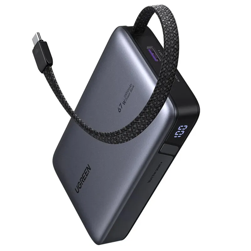 Baterie externă Ugreen PB550 20000mAh culoare gri cu ecran digital