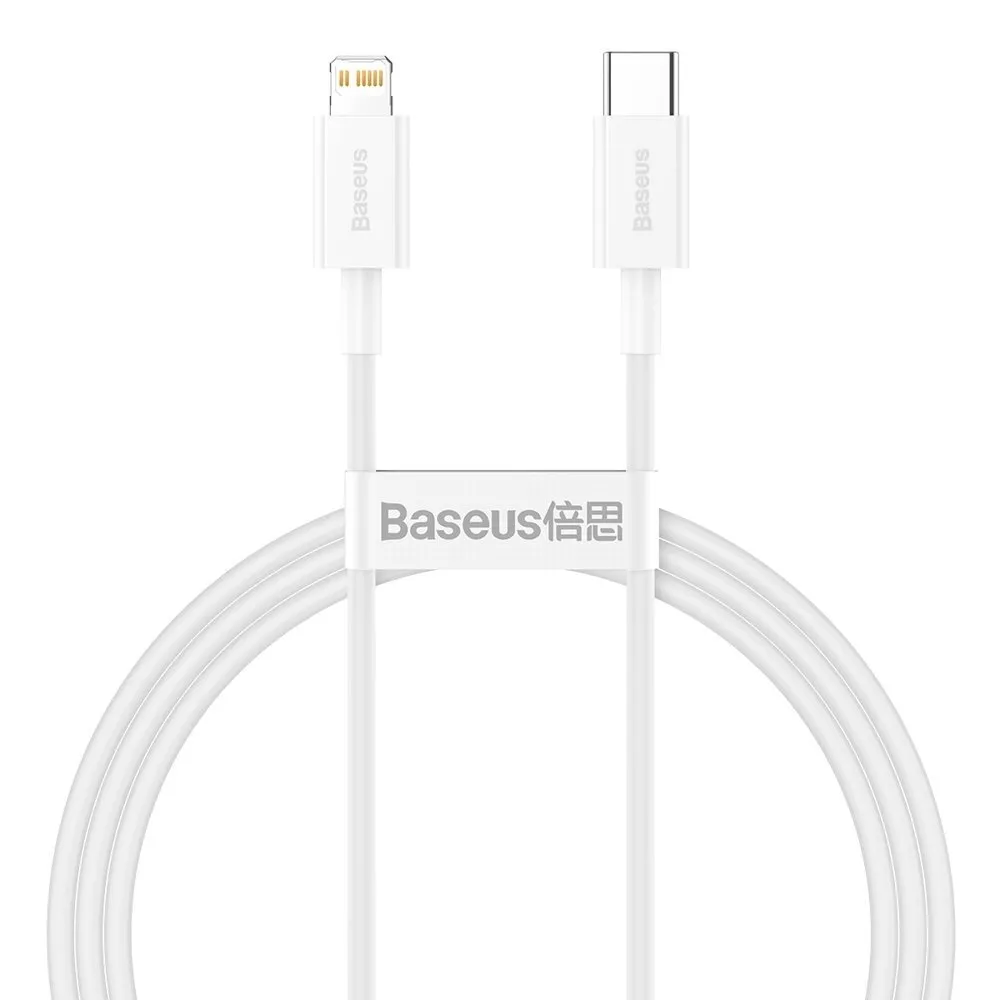 Cablu USB-C la Lightning Baseus Superior alb 1m cu suport 20W PD