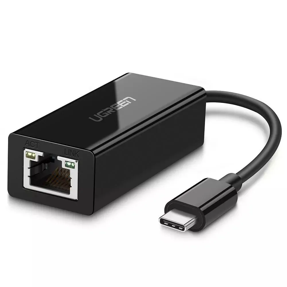ADAPTOR RETEA Ugreen, "US236" extern, USB Type-C (T) la port 10/100/1000 Mbps RJ-45, negru "50307" (timbru verde 0.18 lei) - 6957303853076