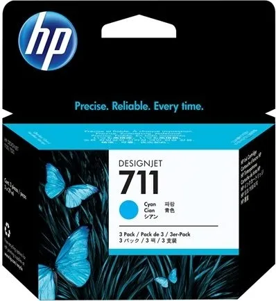 Pachet triplu cartușe HP 711 Cyan original CZ134A pentru DesignJet