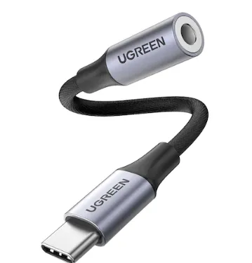 CABLU ADAPTOR Ugreen, "AV142", USB Type-C(T) la Jack 3.5mm(M), lungime 10cm, gri "30632" (timbru verde 0.08 lei) - 6957303836321