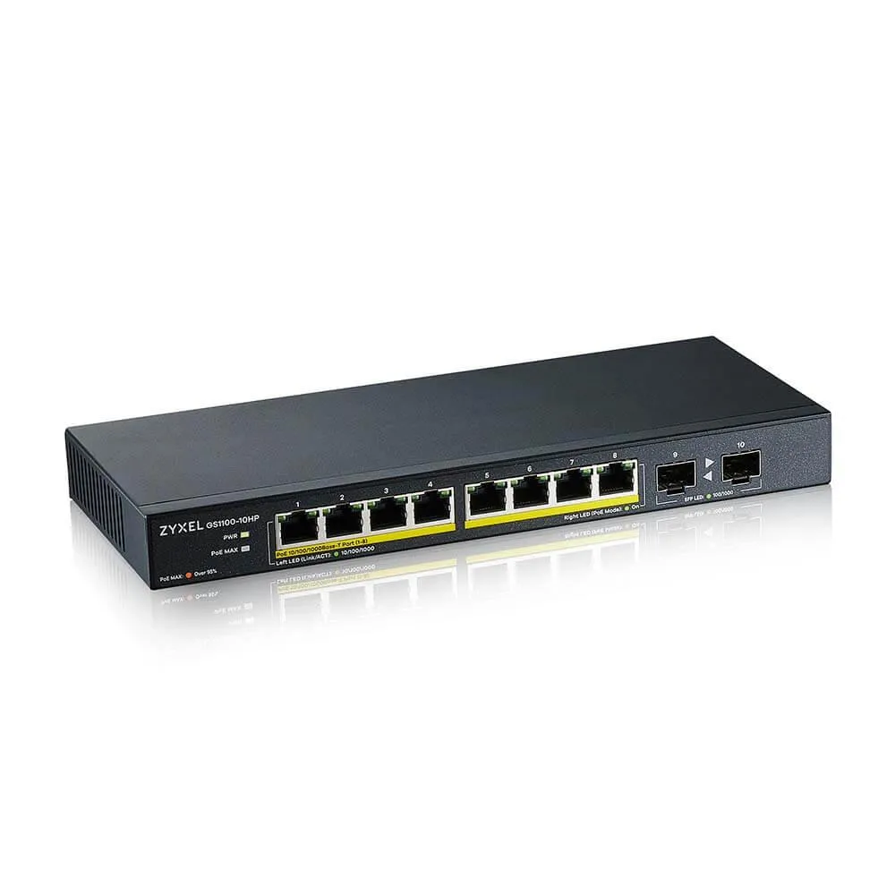 Switch rețea ZyXel GS1100-10HP cu 10 porturi Gigabit PoE