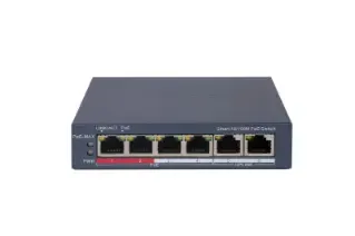 Switch POE 4 porturi Hikvision DS-3E1106P-EI cu alimentare 65W