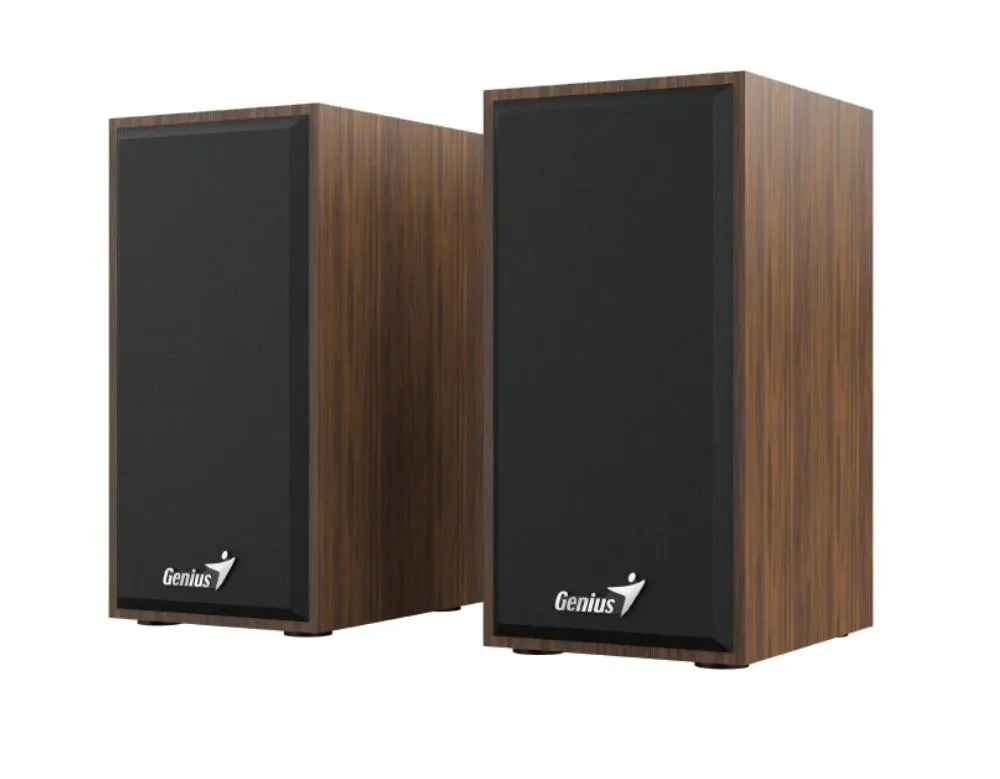 Boxe stereo Genius 2.0 din lemn cu alimentare USB