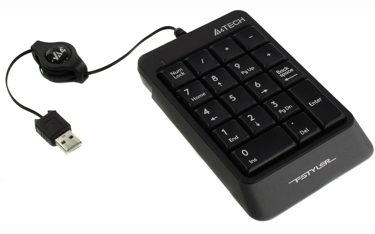 Tastatura numerica A4Tech Fstyler gri cu 18 taste si cablu USB retractabil