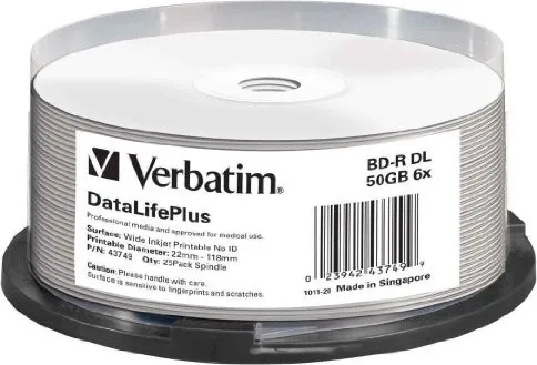 Discuri Blu-ray VERBATIM BD-R 50GB în ambalaj spindle cu 25 bucăți