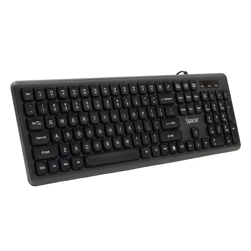 Tastatură Spacer USB silenţioasă neagră 104 taste low profile