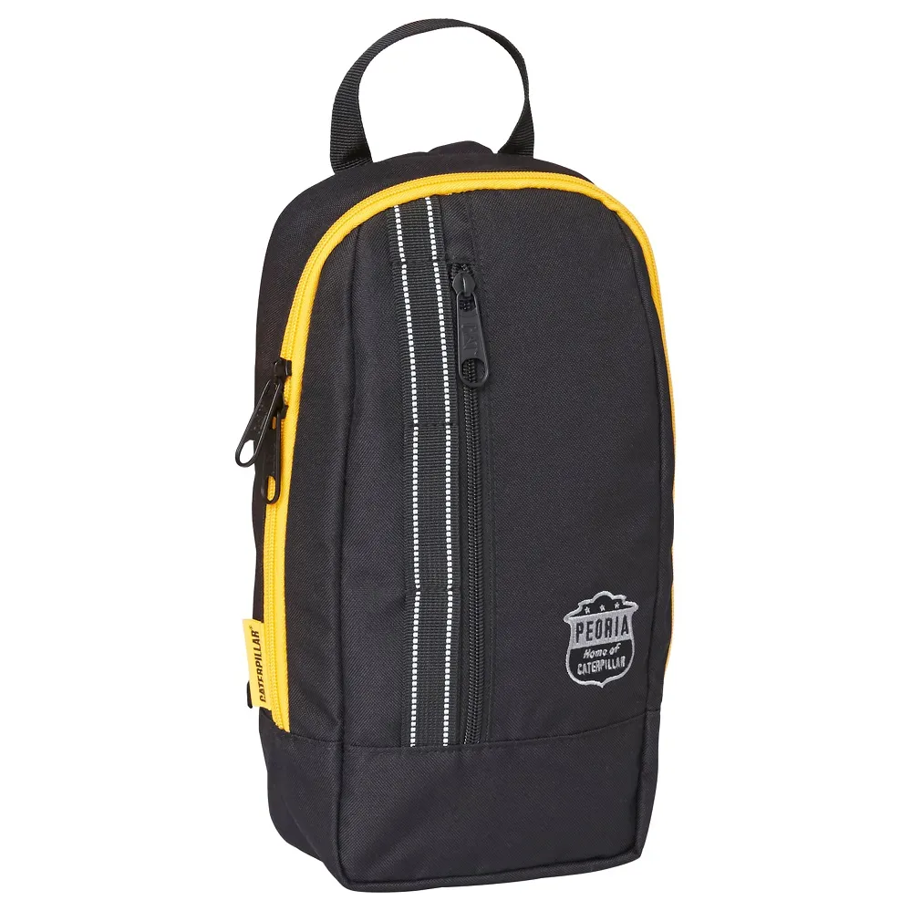 Rucsac de umăr CATERPILLAR Peoria negru galben material rPET 600D