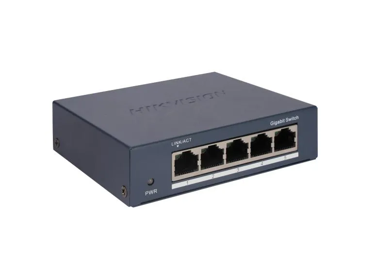 Switch Gigabit 5 porturi Hikvision DS-3E0505-O cu carcasă metalică