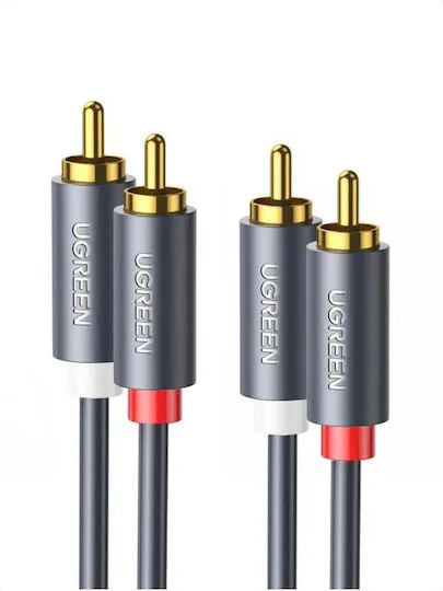 CABLU audio Ugreen, "AV104" 2 x RCA (T) la 2 x RCA (T), 3m, conectori auriti, negru "10519" (timbru verde 0.18 lei) - 6957303815197