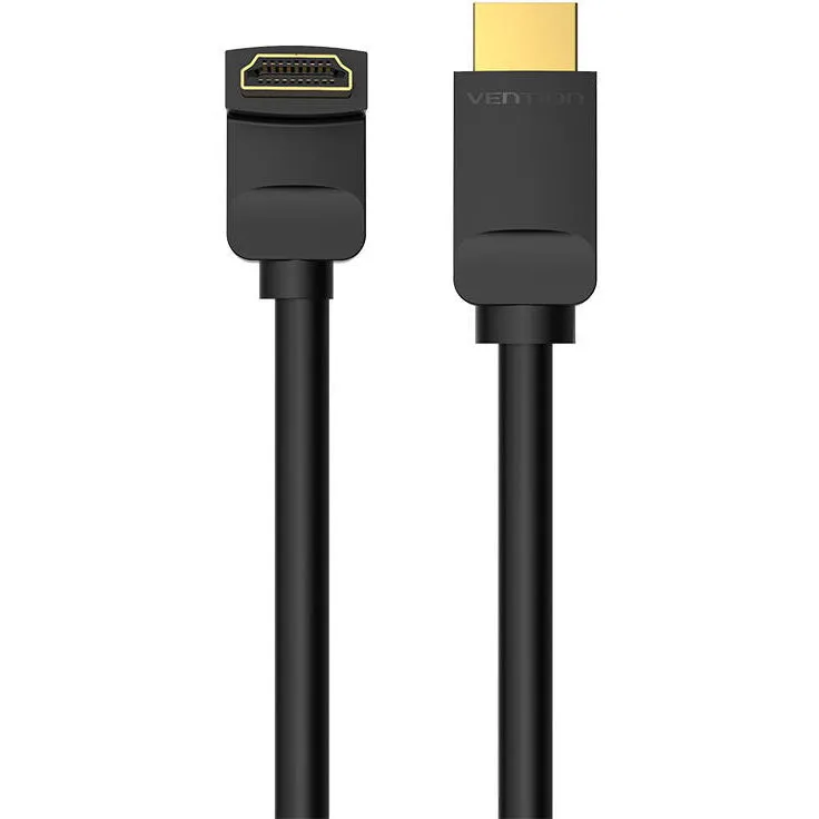 Cablu HDMI Vention 2m negru cu conectori auriti unghi 270 grade