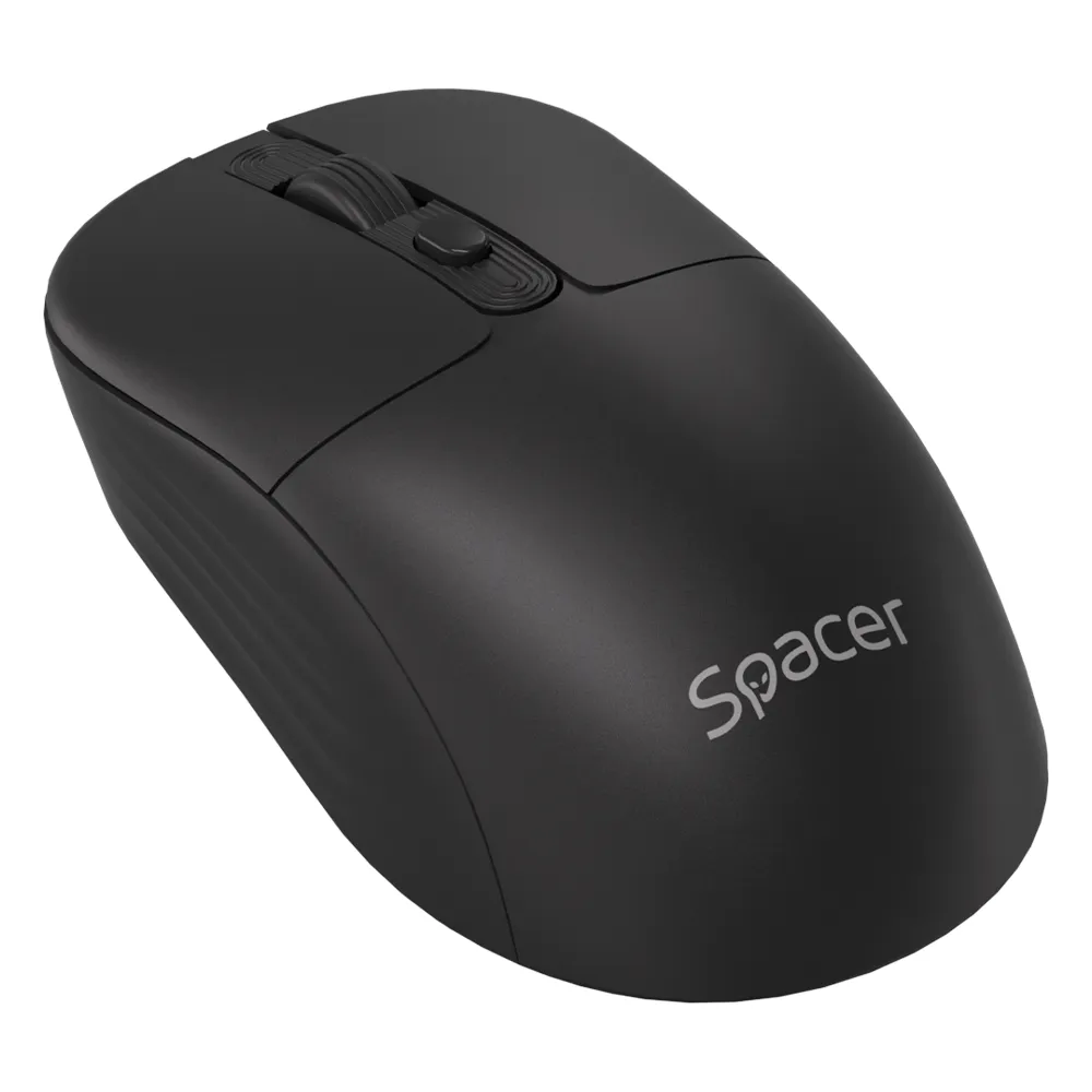 Maus wireless Spacer negru cu conectivitate Bluetooth și 2.4GHz