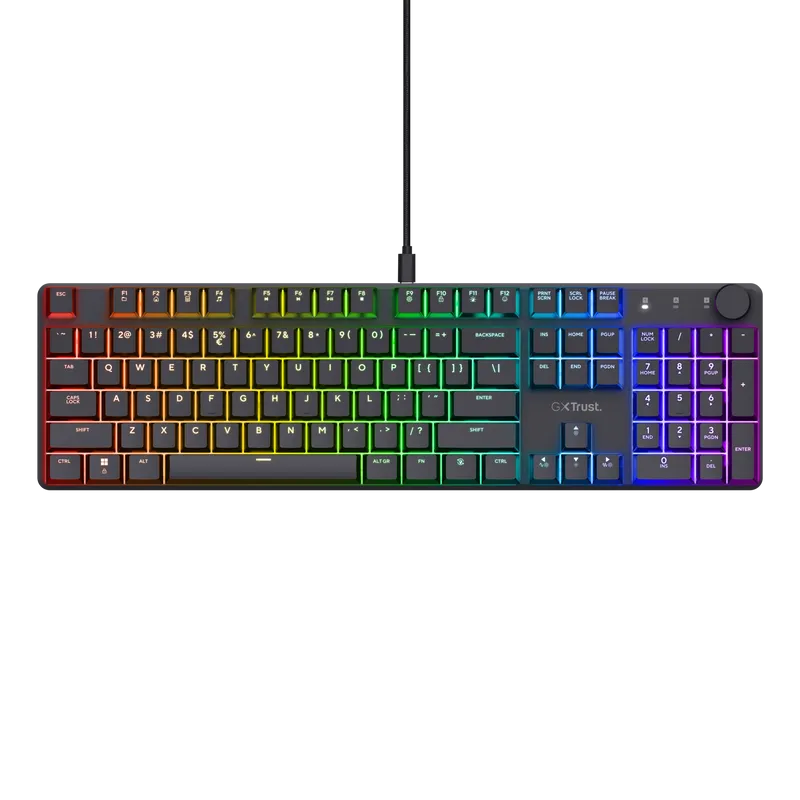 Tastatura gaming Trust GXT 866 Torix neagră cu iluminare RGB