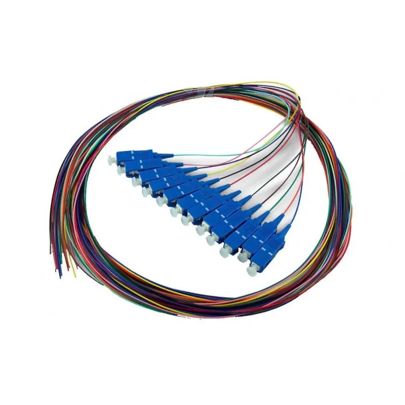 Set 12 cabluri pigtail fibră optică SC/PC OM3 Emtex colorate