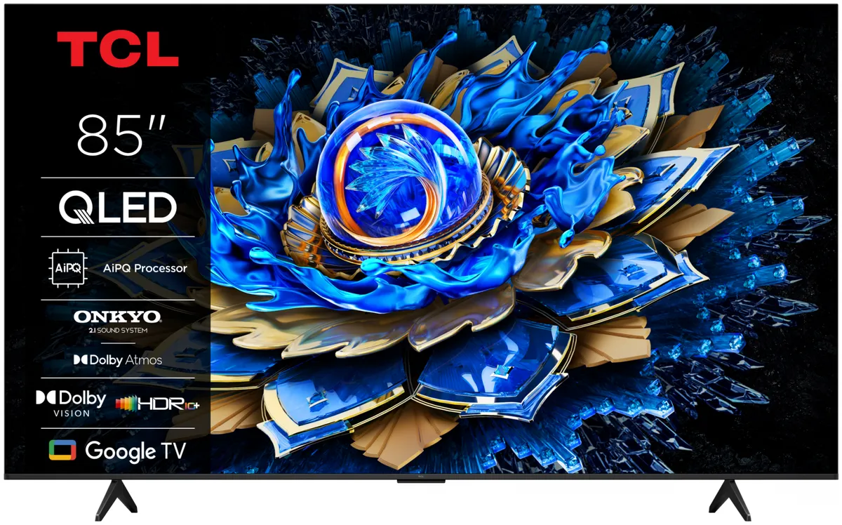 Televizor QLED 4K 85 inch TCL 85T69C cu ecran margini subțiri și imagine 4K