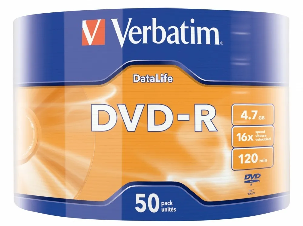 Pachet 50 DVD-R Verbatim 4.7GB 16x Single Layer Matt Silver