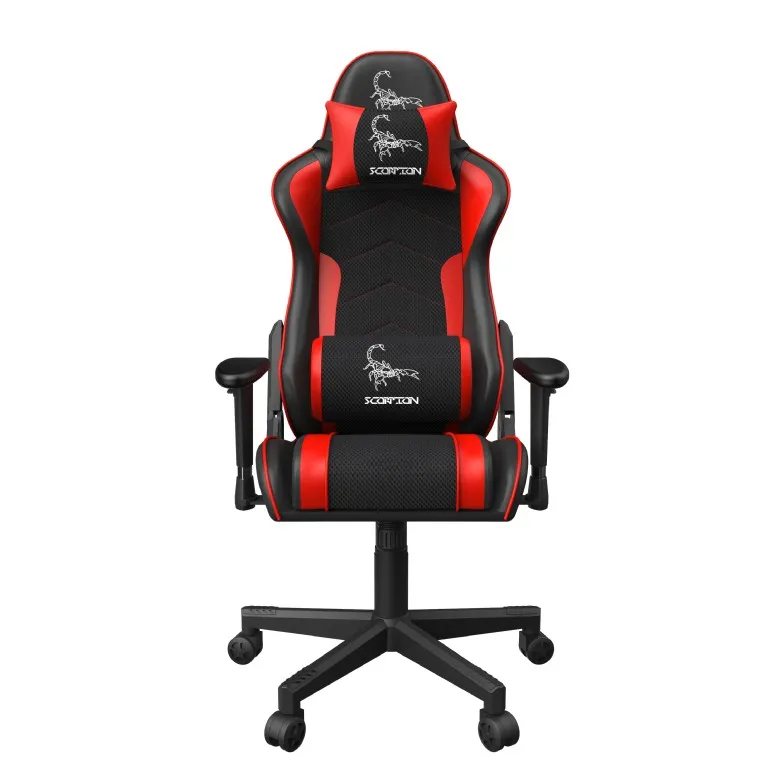 Scaun gaming Gembird ergonomic black and red cu pernă lombară și tetieră