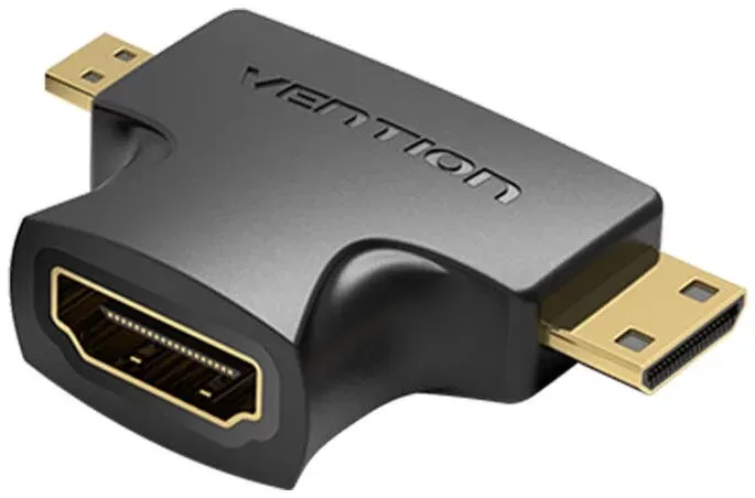 Adaptor HDMI Vention cu dual ieșiri miniHDMI și microHDMI negru