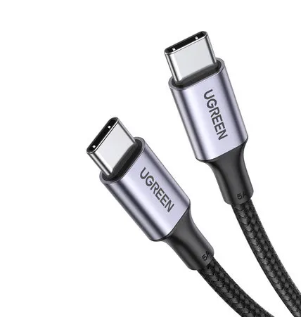 CABLU alimentare si date Ugreen, "US316", Fast Charging Data Cable pt. smartphone, USB Type-C la USB Type-C 100W/5A, braided, 2m, negru "70429" (timbru verde 0.08 lei) - 6957303874293