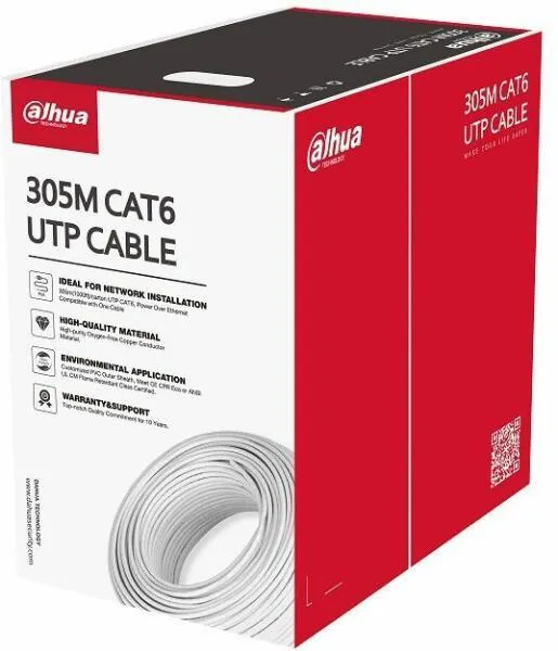 Bobină de 305 metri de cablu UTP CAT6 din cupru DAHUA