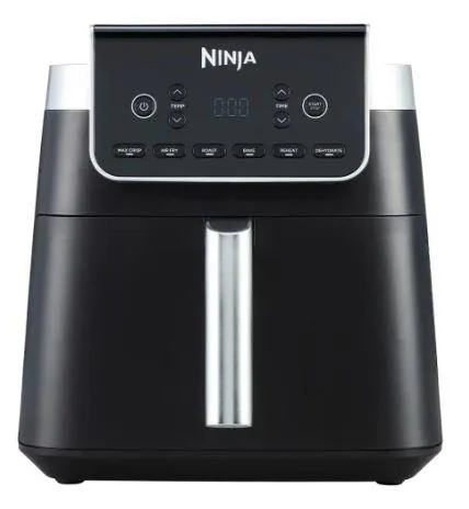 Friteuza cu aer cald Ninja AF180EU neagră pe blat bucătărie