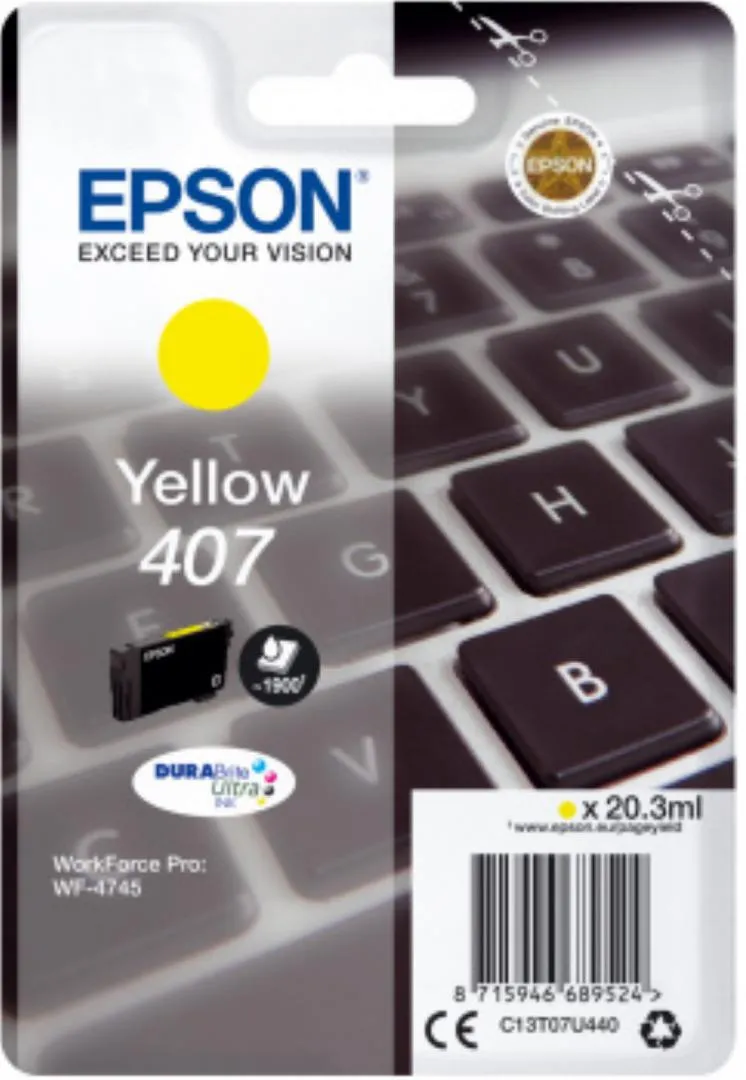 Cartus cerneala Epson 407 galben original pentru WF-4745
