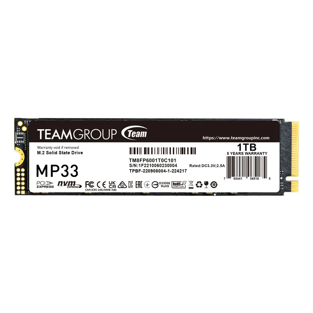 SSD TeamGroup MP33 1TB PCIe Gen3 NVMe M.2 2280