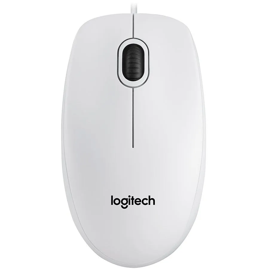 Maus Logitech B100 alb cu fir USB și senzor optic