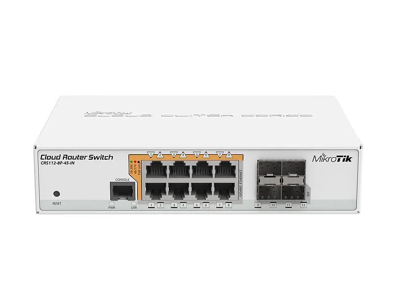 Switch Mikrotik CRS112-8P-4S-IN carcasă metalică neagră 12 porturi