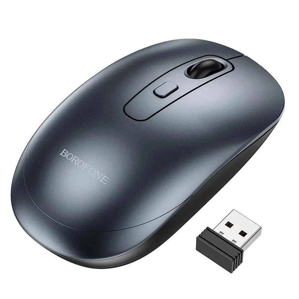 MOUSE Borofone "BG13", PC sau NB wireless 2.4GHz, 1600 CPI, butoane/scroll 4/1, gri,"6941991109997" (timbru verde 0.18 lei)