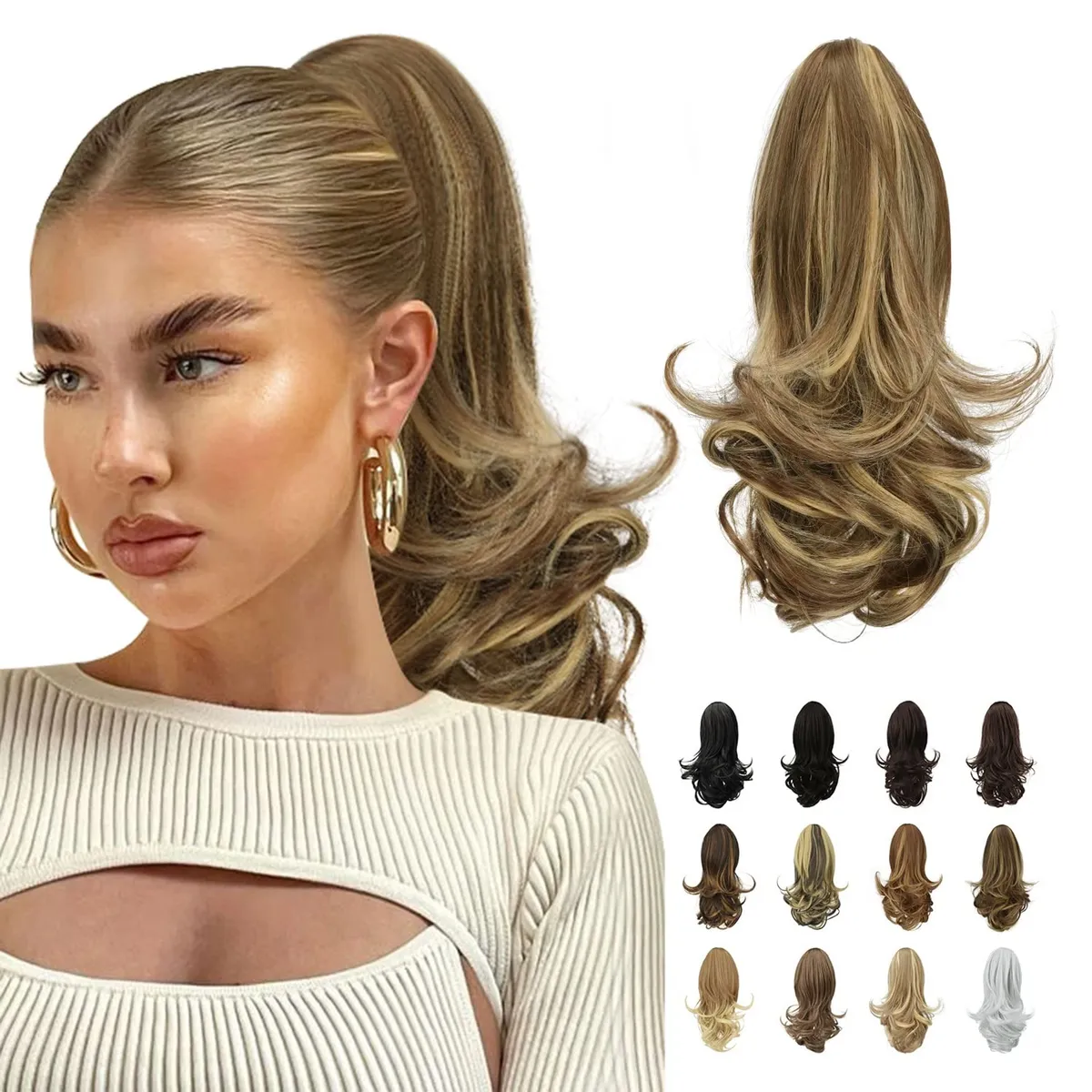 Extensii păr ondulat clip-in blonde cenușiu 33cm