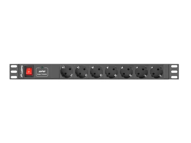 PDU Lanberg 19 inchi negru cu 7 prize IEC C13 pentru rack