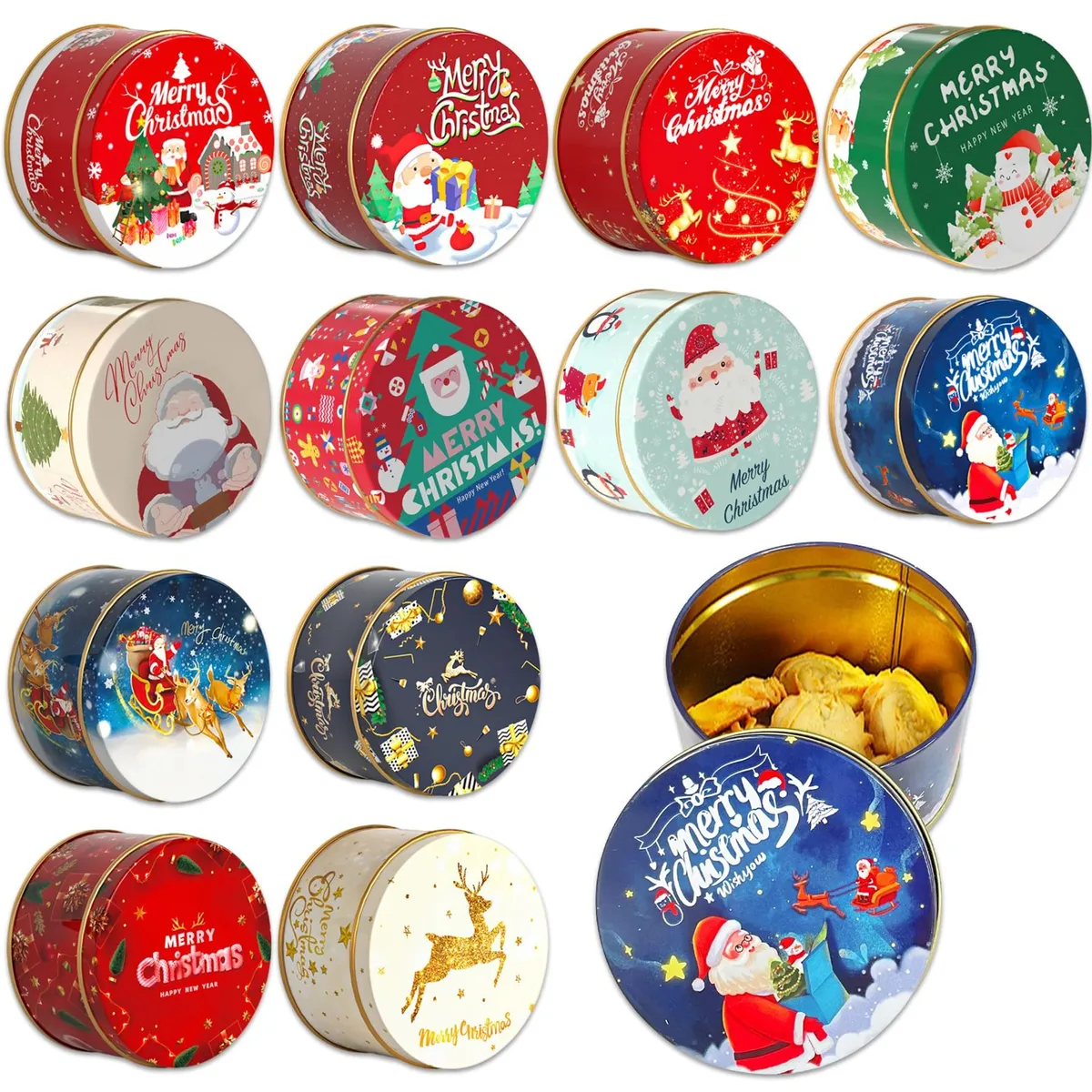 Set 12 cutii metal rotunde argintii pentru dulciuri și cadouri