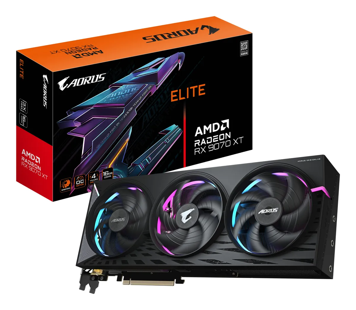 Placa video Gigabyte Radeon R9070 XT AORUS cu 16GB memorie GDDR6