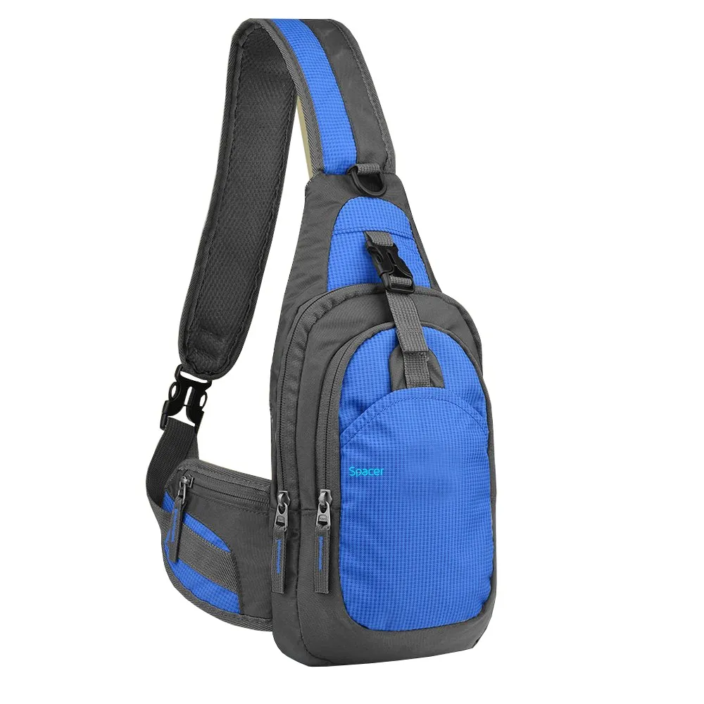 Rucsac sling SPACER albastru cu 2 compartimente și protecție water resistant