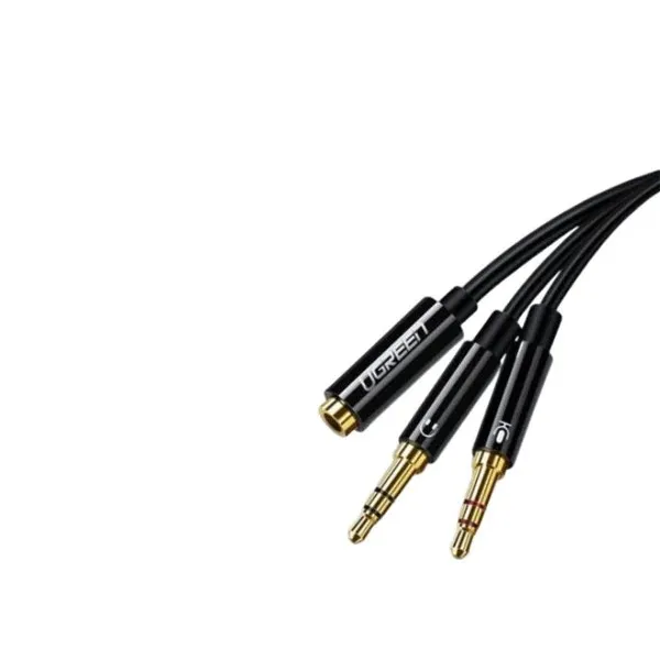 Cablu audio stereo Ugreen AV140 negru cu conectori auriti 3.5mm