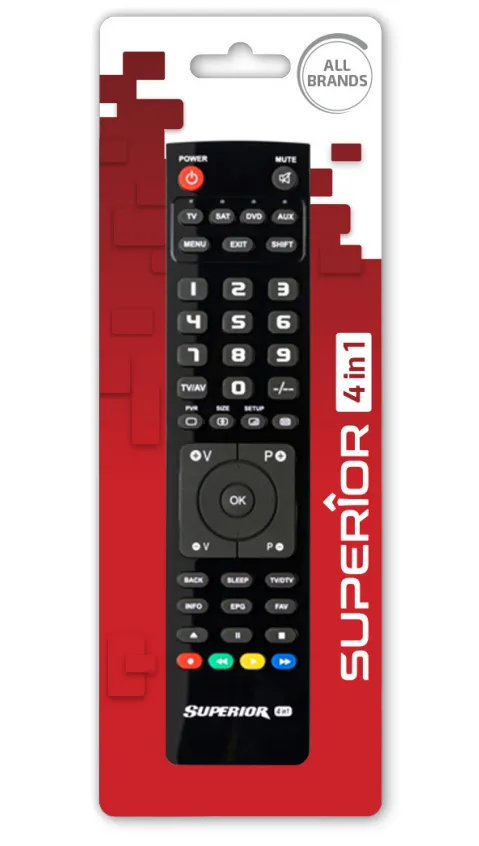 Telecomandă universală Superior Slim negru, design compact programabil