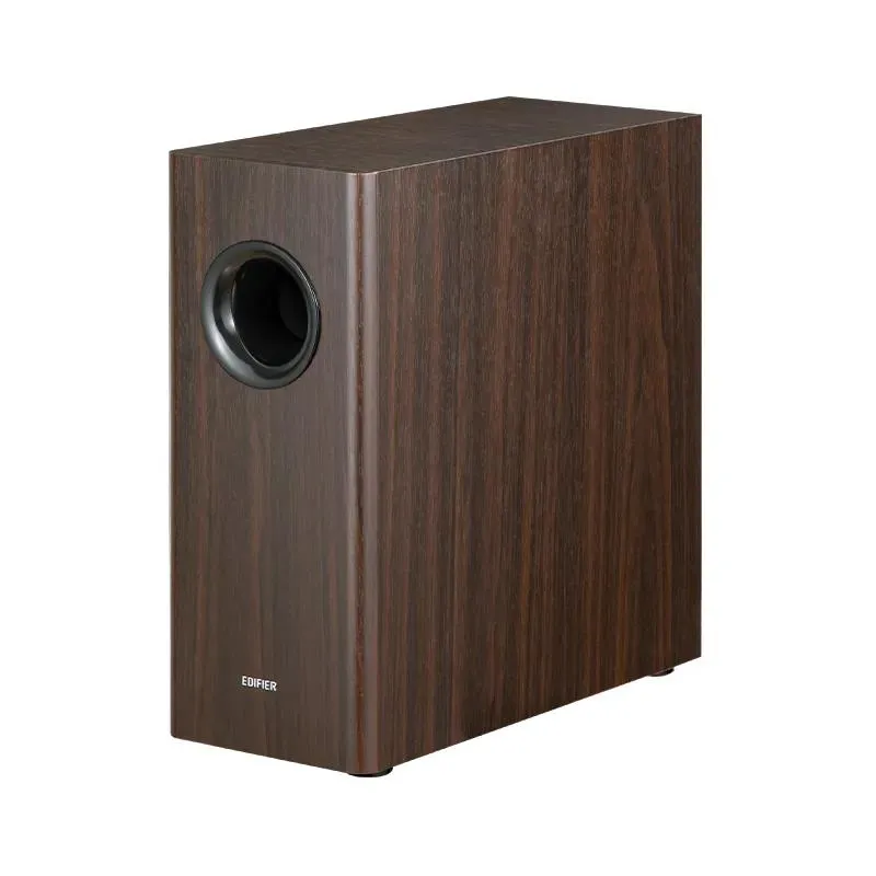 Subwoofer Edifier T5S-BR maro cu difuzor 8 inchi și conexiuni RCA