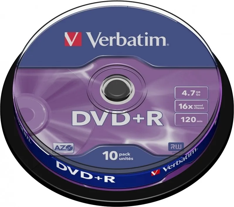 DVD+R Verbatim 4.7GB 16x, pachet 10 bucăți în spindle