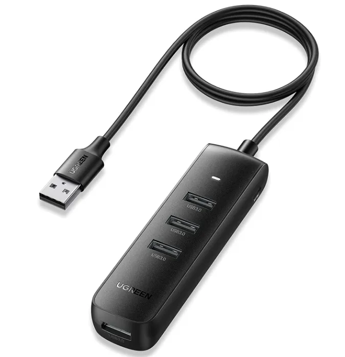 HUB USB 3.0 Ugreen CM416 negru cu 4 porturi și cablu 1 metru