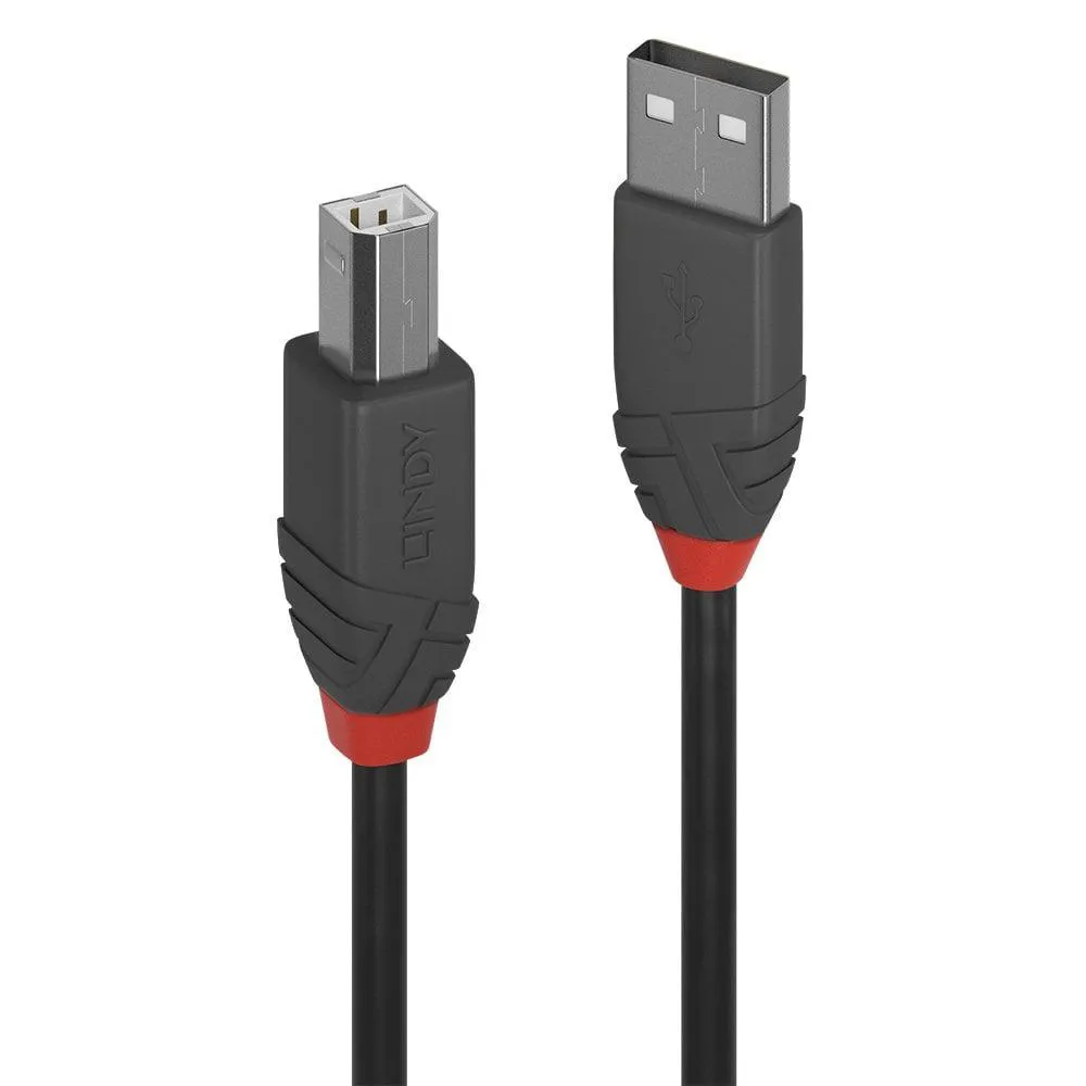 Cablu USB 2.0 Lindy 2m Type A to B antracit