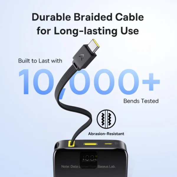 Powerbank Baseus EnerFill negru 10000mAh cu porturi USB Type-C și USB