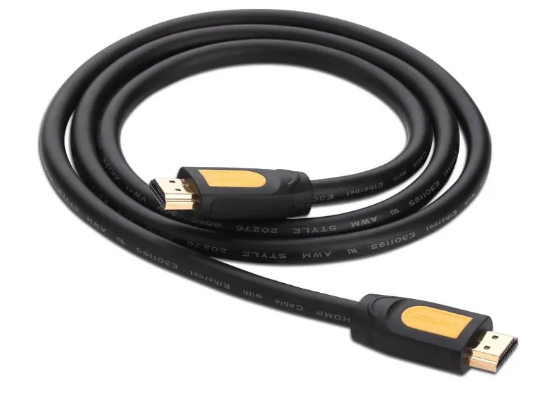 Cablu HDMI Ugreen HD101 negru cu galben, 5 metri, conectori auriti