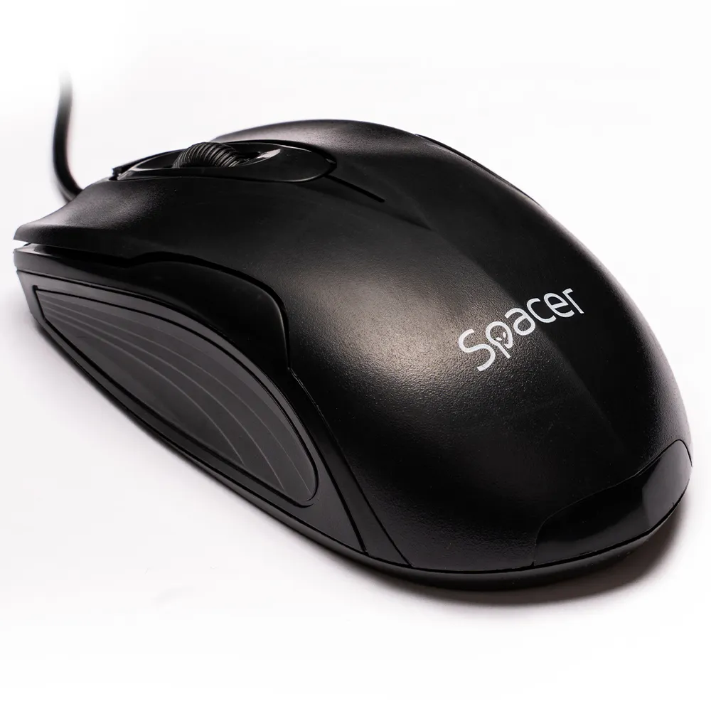 Șoricel Spacer cu fir USB optic negru pentru PC și laptop