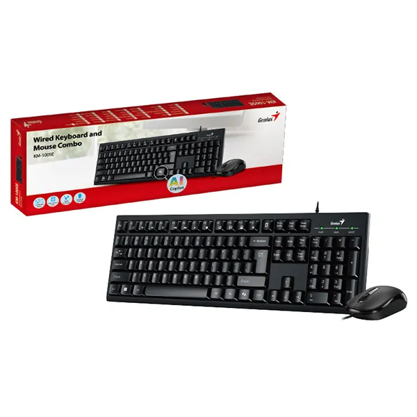Kit tastatura si mouse Genius USB negru cu 104 taste