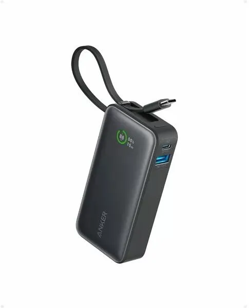 Baterie externă Anker Nano 10000 mAh negru cu porturi USB și USB-C