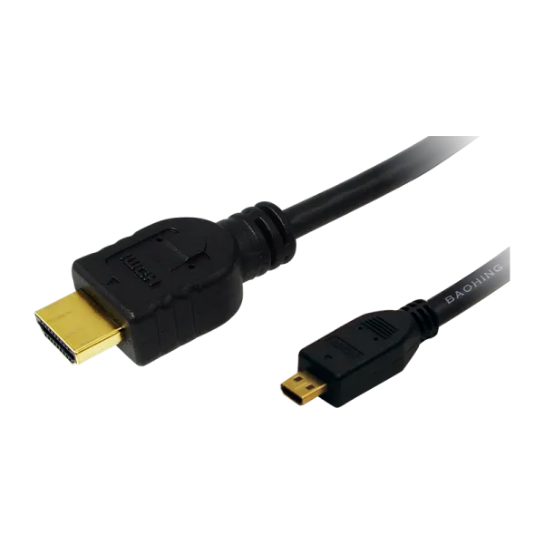 Cablu video Logilink micro HDMI la HDMI 2m negru cu conectori auriti